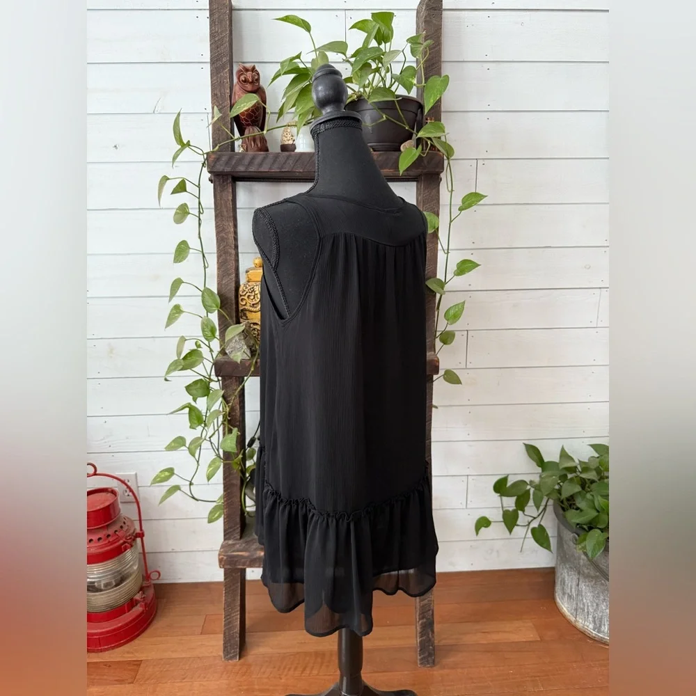 Divided Black Ruffle Hem Dress